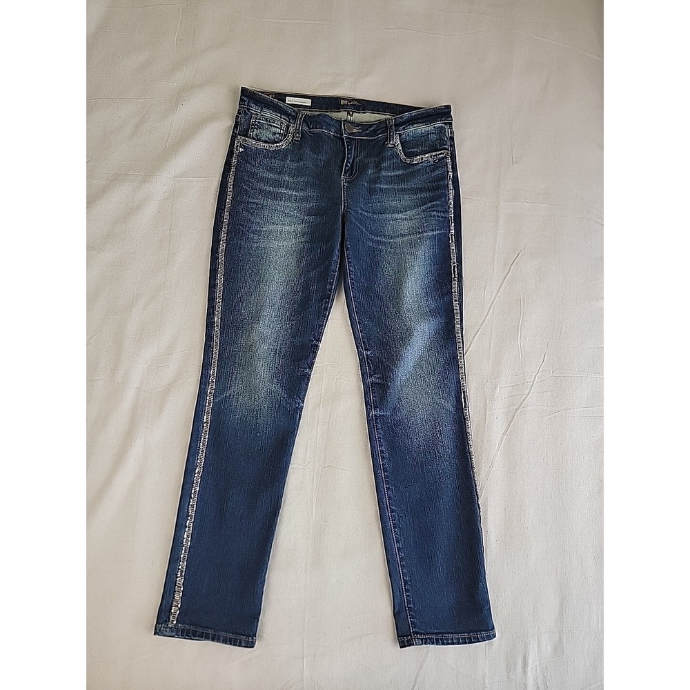 Kut from Kloth Adele Slouchy Boyfriend Jeans Womens 10 Blue‎ Side Stripe Chain